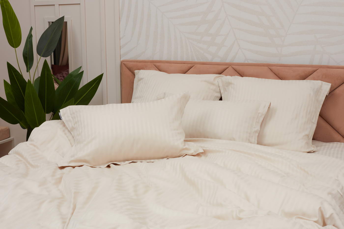 Моне (крем) КПБ страйп сатин Евро 2н