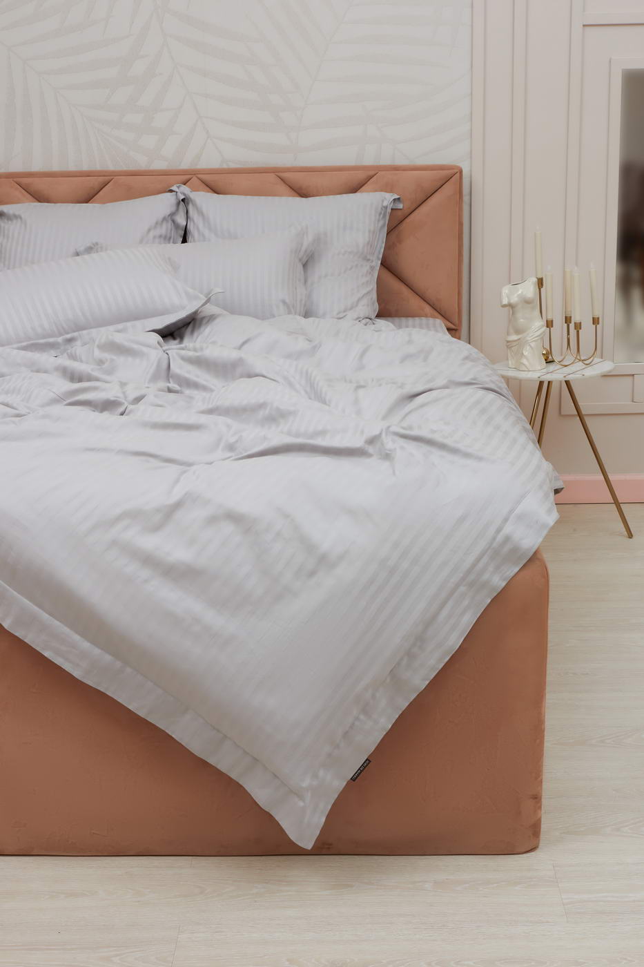 Моне (серый) КПБ страйп сатин Евро 2н