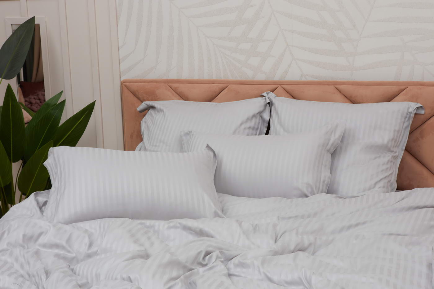 Моне (серый) КПБ страйп сатин Евро 2н