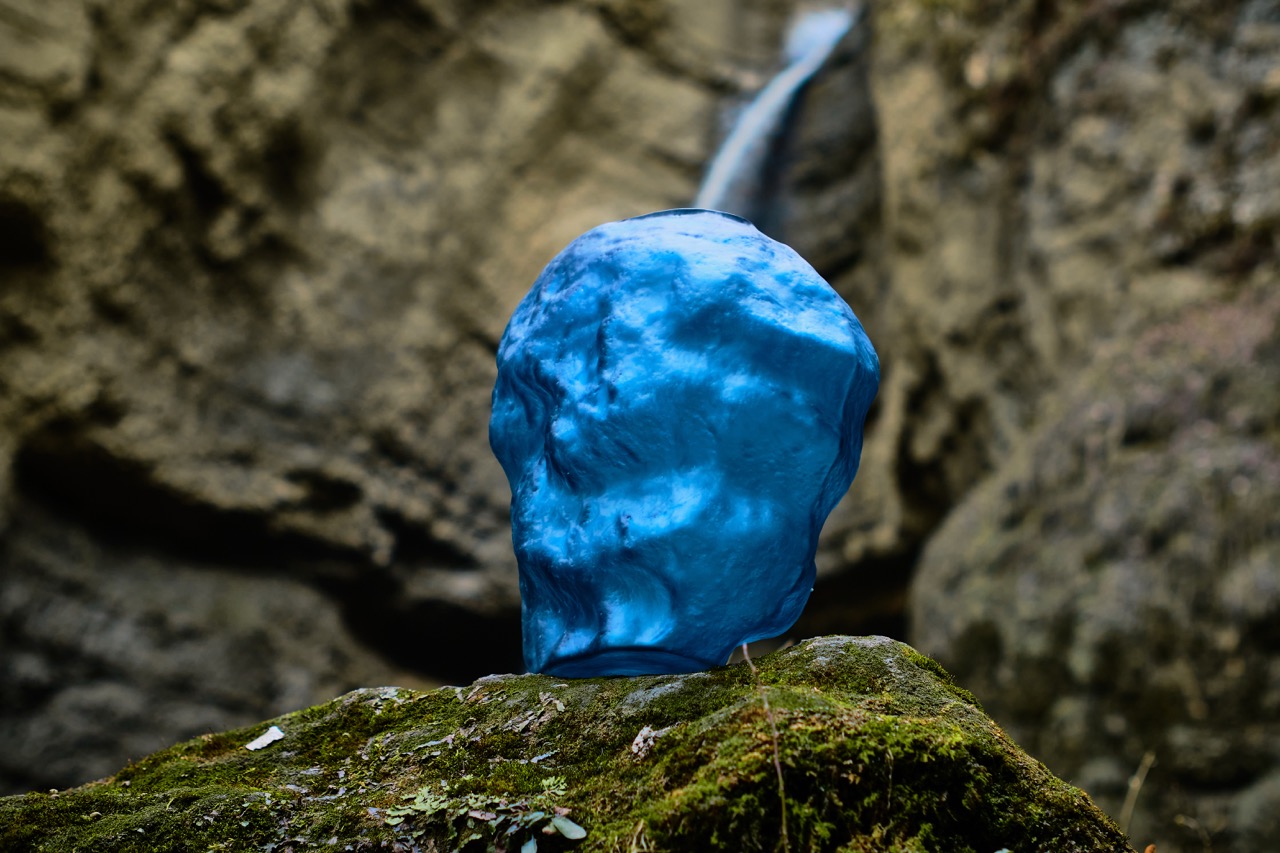 Паскаль (синий) Ваза стеклянная матовая 36х23х39см