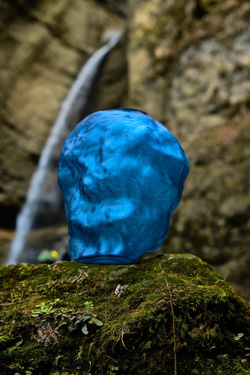 Паскаль (синий) Ваза стеклянная матовая 36х23х39см