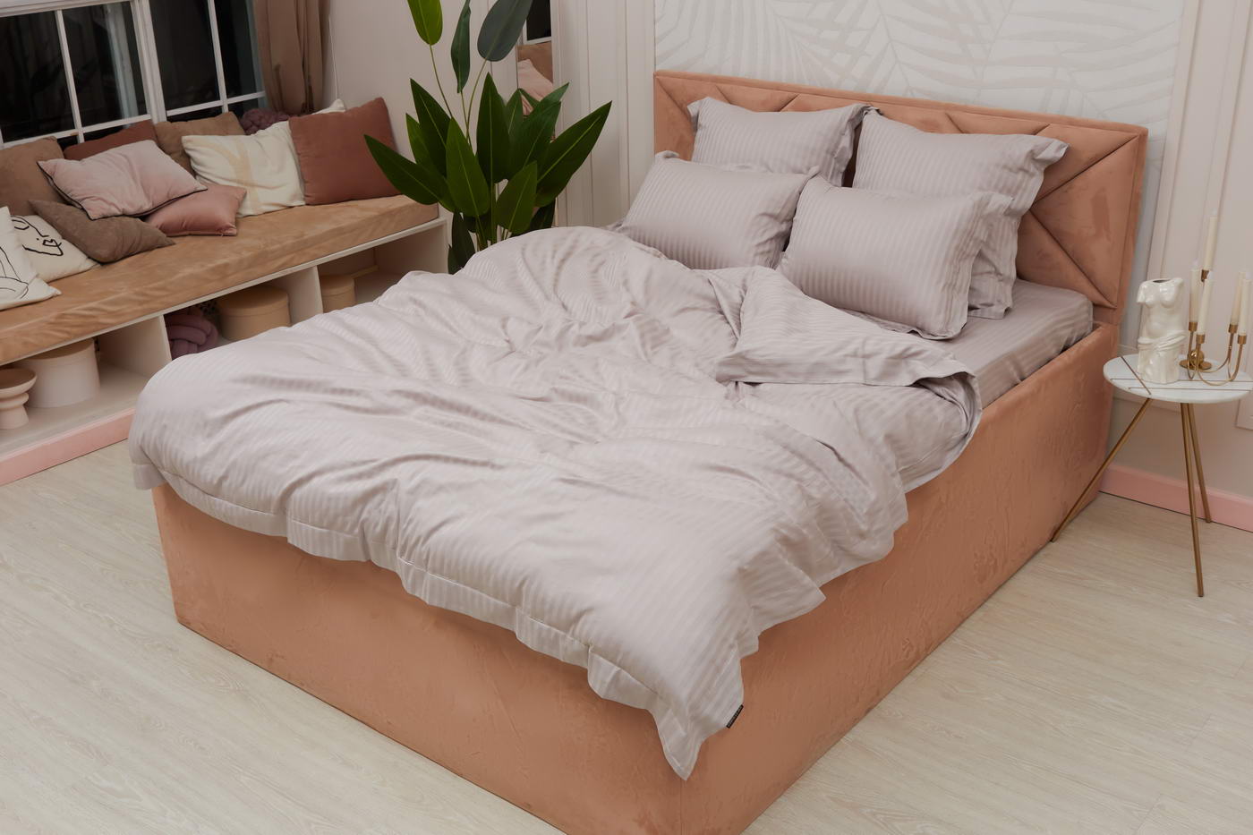 Моне (пеп лиловый) КПБ страйп сатин Евро 2н