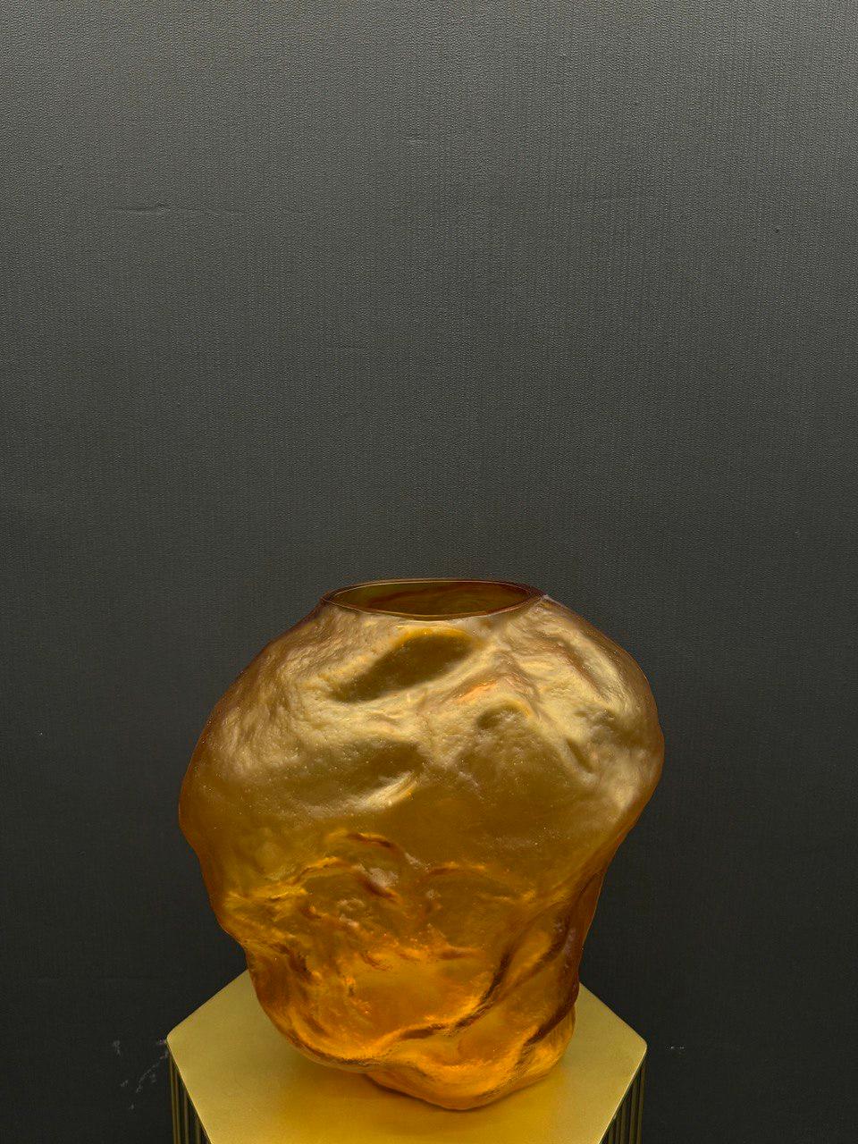 Паскаль (янтарь) Ваза стеклянная матовая 36х23х39см