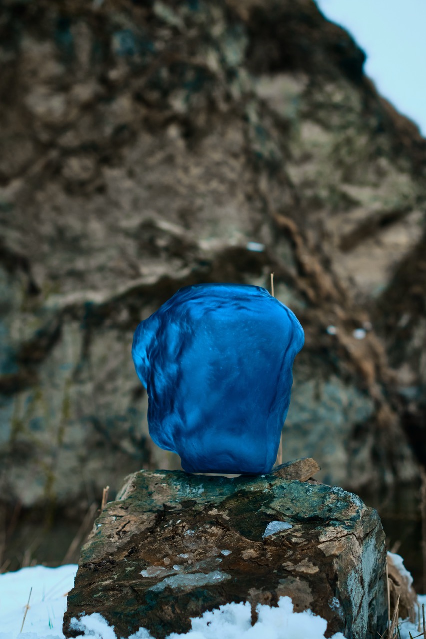 Паскаль (синий) Ваза стеклянная матовая 33.5х23х30.5см