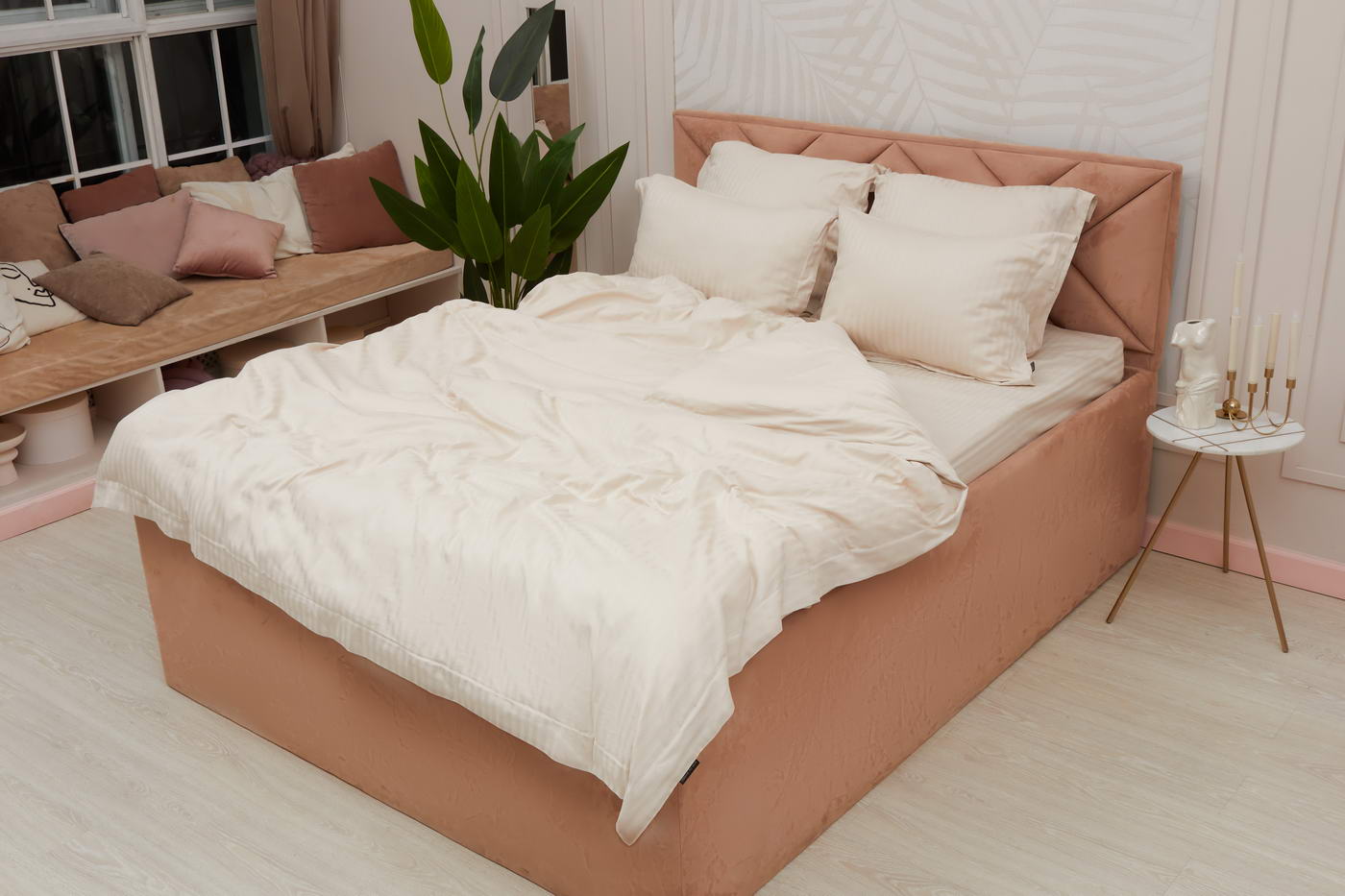 Моне (крем) КПБ страйп сатин Евро 2н