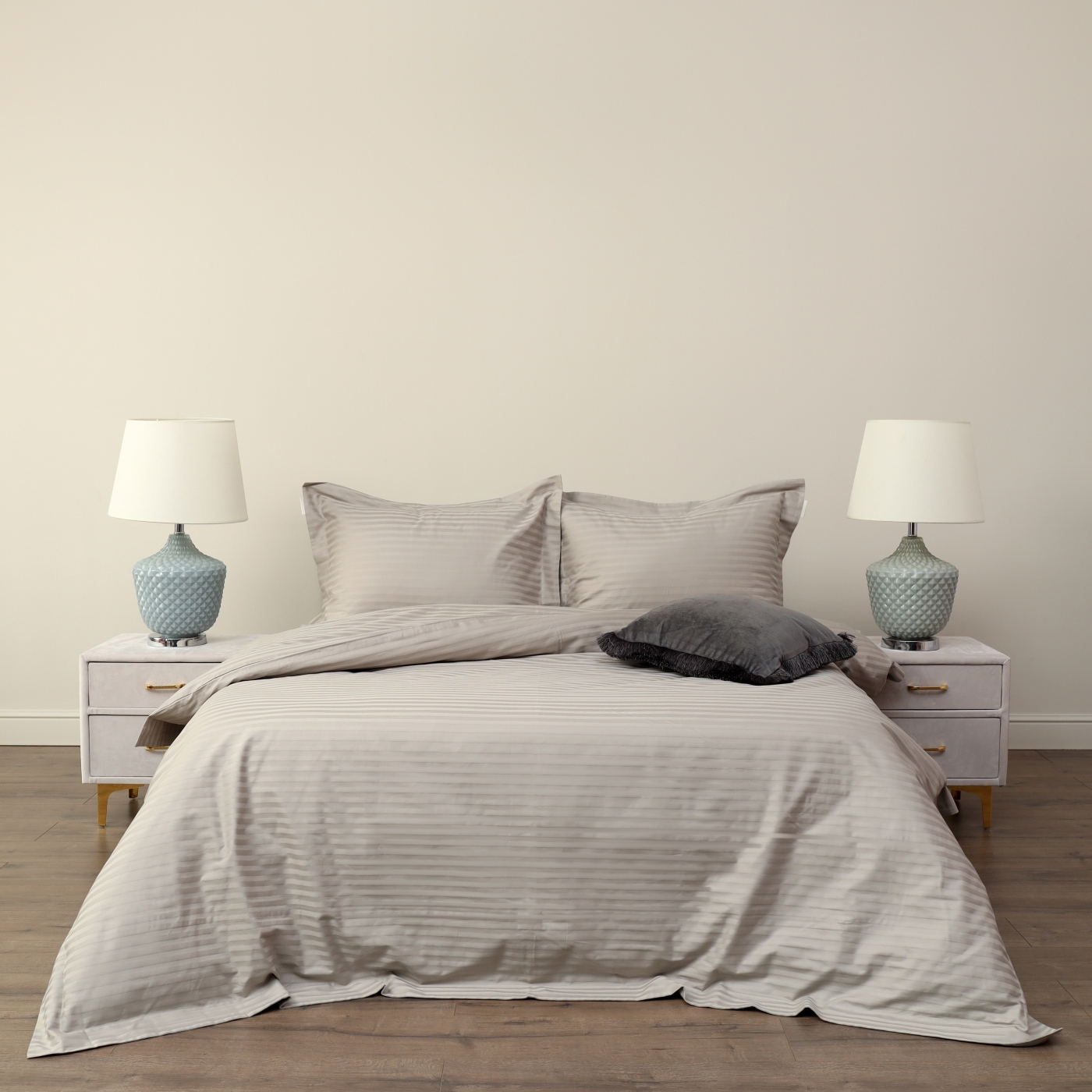 Моне (беж) КПБ страйп сатин Евро 2н